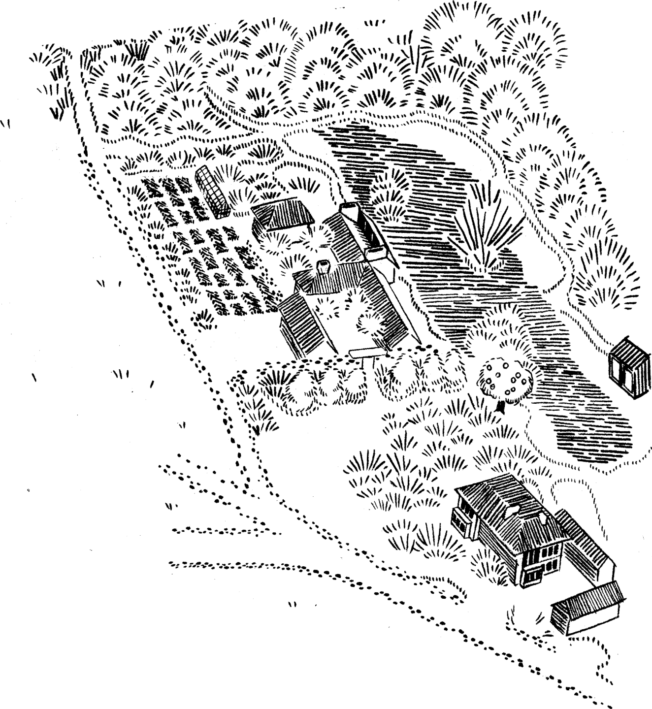 Illustrated map of Ómós and surroundings