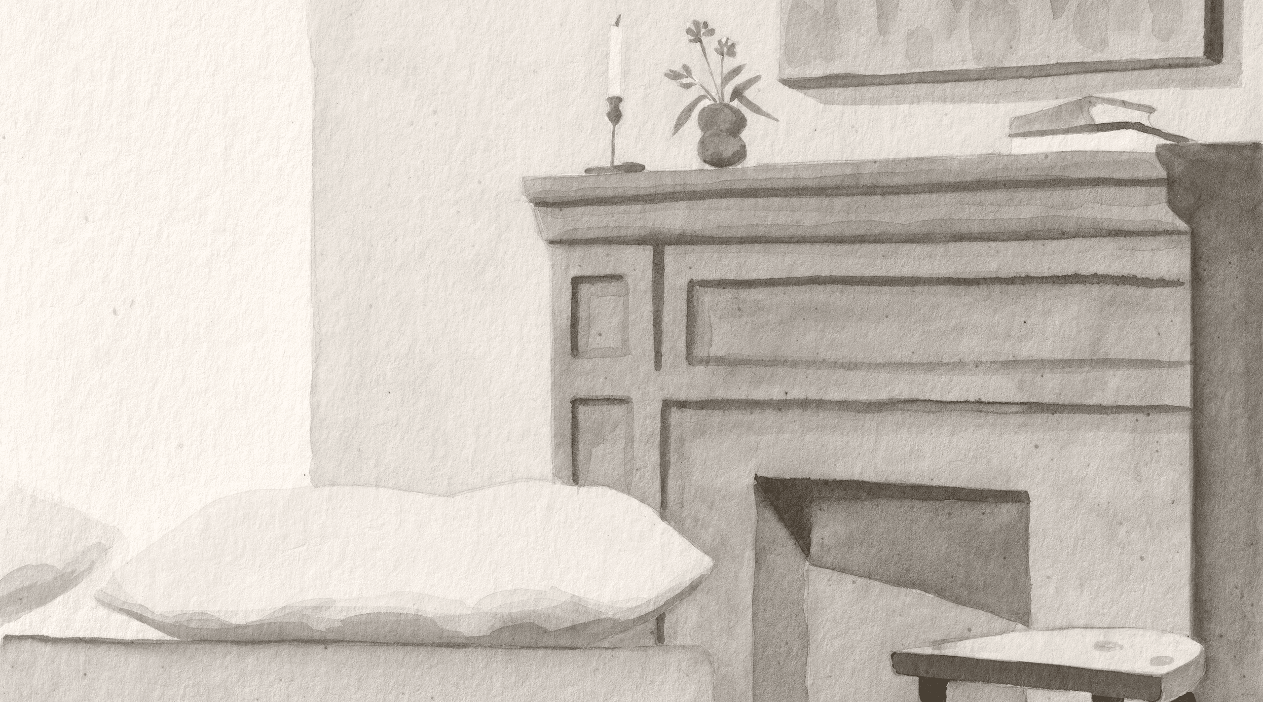 A guest room with handcrafted furniture, daybed and fireplace